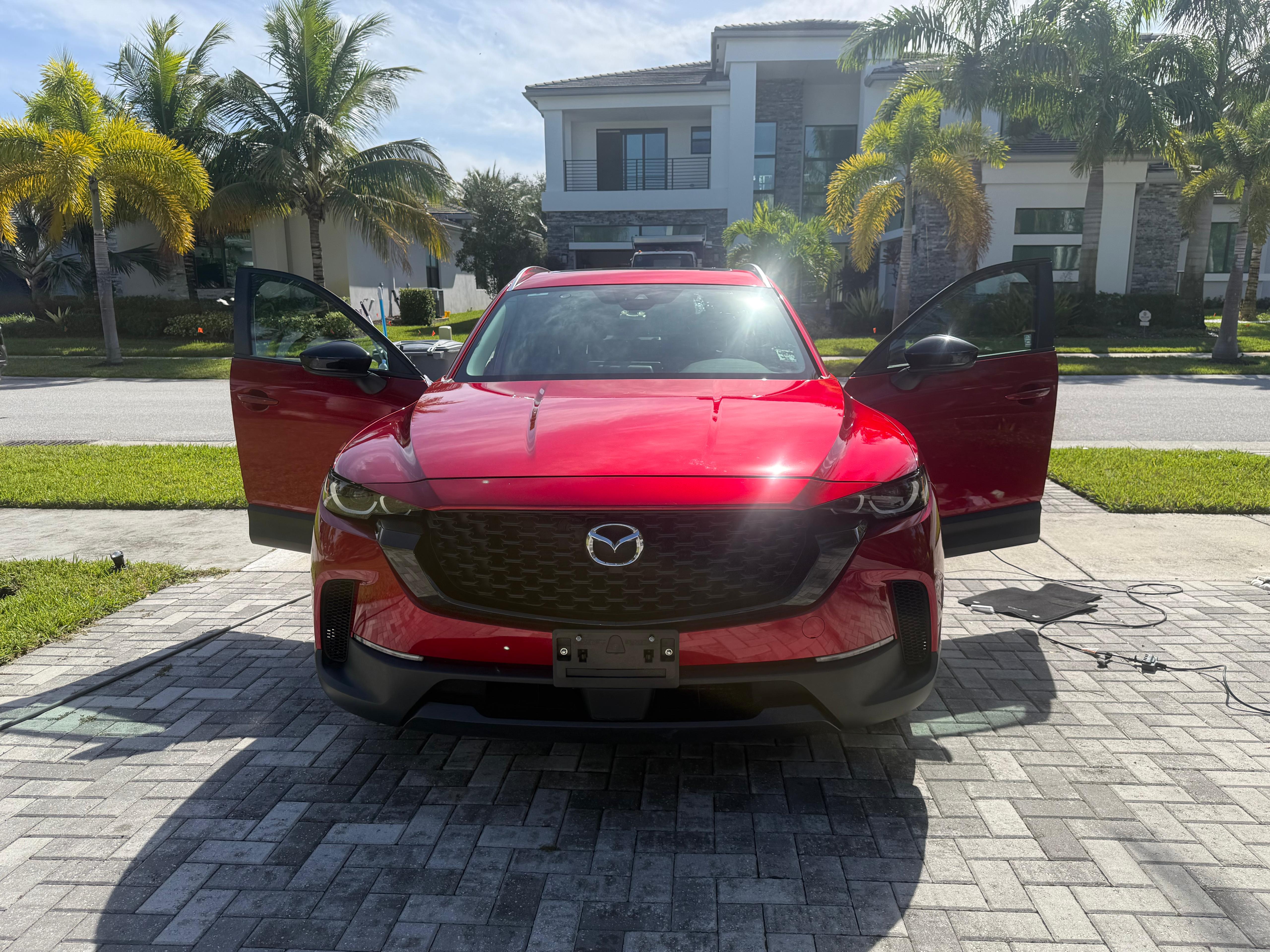 Interior work in progress with doors open